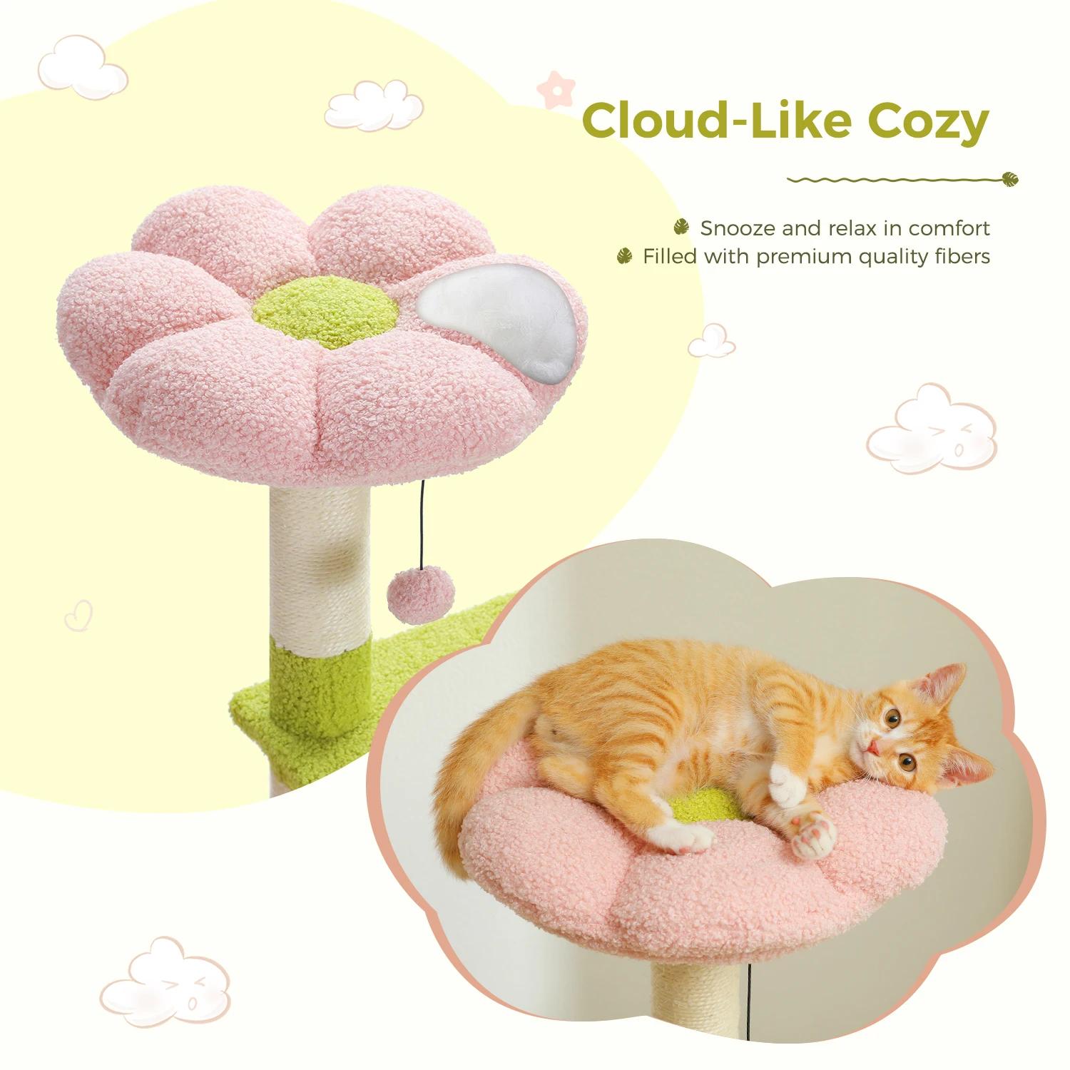 Tour d'arbre à chat à plusieurs niveaux avec poteaux à gratter recouverts de sisal, condo mignon pou