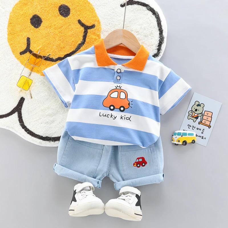Polo + beau short en Denim pour bébés garçons et filles, ensemble 2 pièces de haute qualité, vêtemen