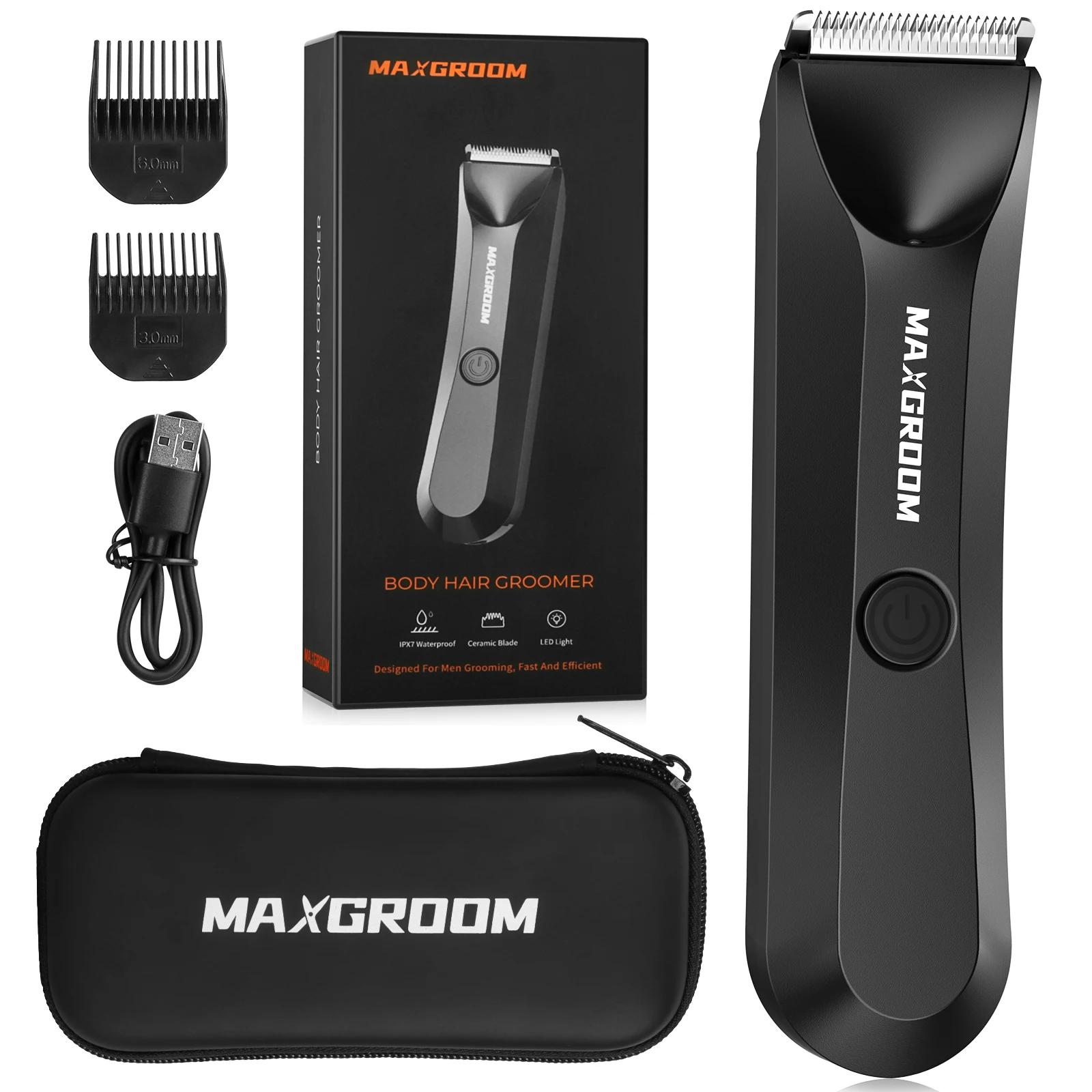 Tondeuse corporelle MAXGROOM pour hommes, tondeuse pour les parties intimes, lame en céramique rempl