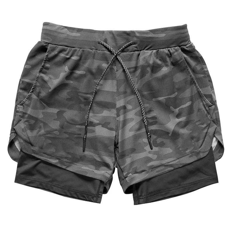 Short de course 2 en 1 pour hommes, short d'entraînement, de Sport, de Fitness, respirant, à séchage