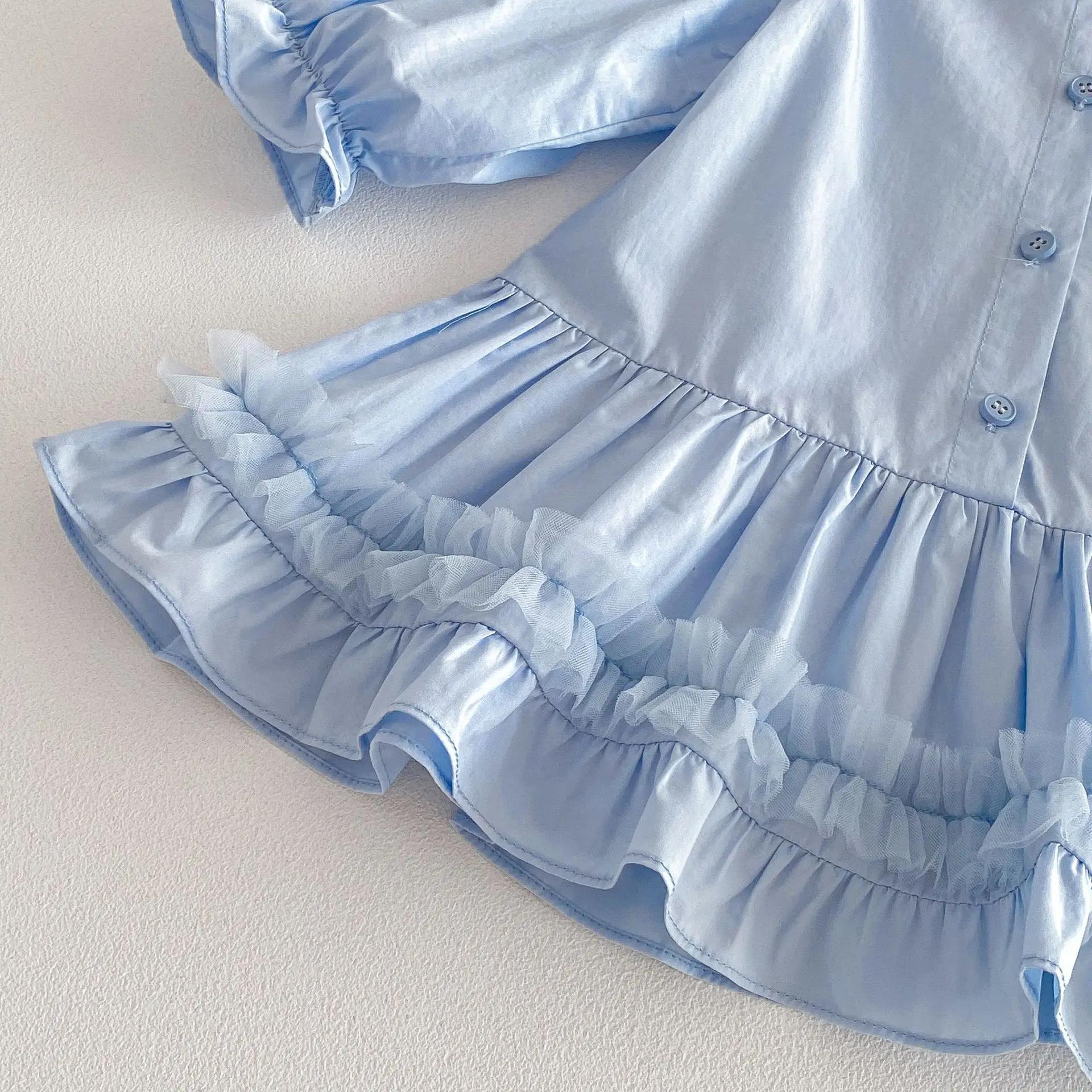 Robe Courte Printemps 2026 pour Bébés Filles 0-5T, Style Coréen, Col Peter Pan Brodé, Robe Princesse