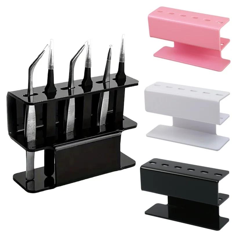 Support de rangement pour pincettes en acrylique à 6 trous, présentoir professionnel pour extensions
