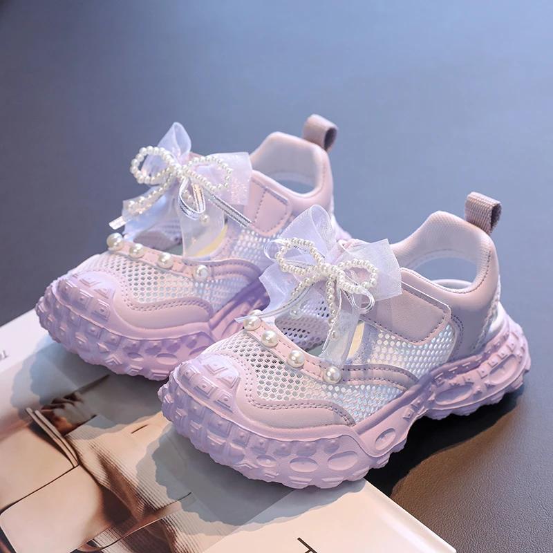 Baotou – sandales princesse pour filles, chaussures à maille unique avec perles étrangères, baskets