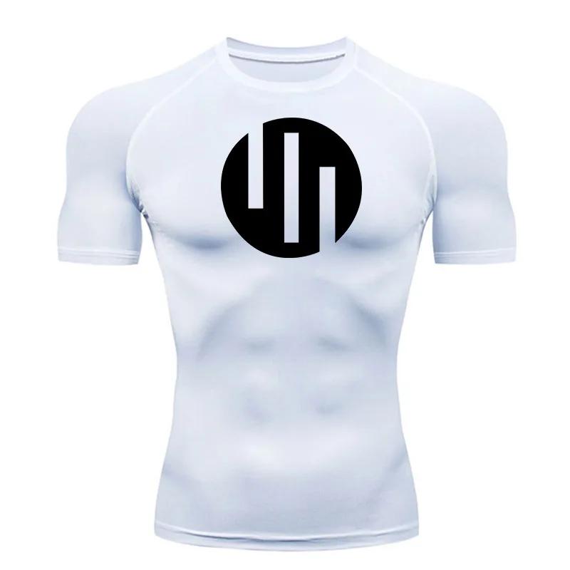T-shirt de course à manches courtes, chemise de Compression blanche pour hommes, exercice de gymnast