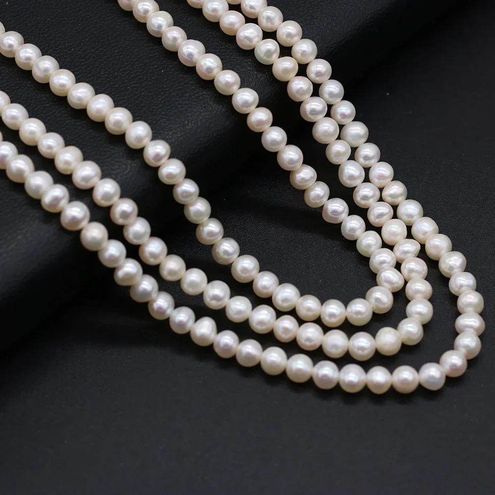Perles d'Eau Douce Naturelles Blanches Rondes AAA + de 4 à 5mm, Accessoires d'Espacement pour Bijoux