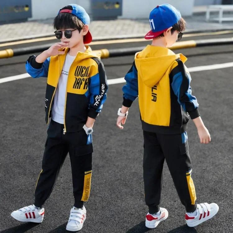 Survêtement à capuche en coton pour enfant et adolescent, tenue de Sport décontractée, pantalon et s