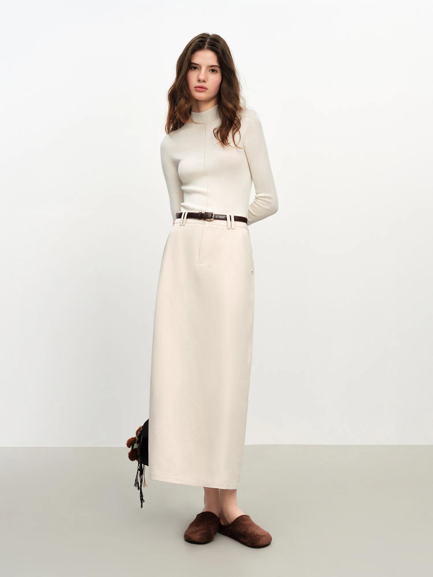 FSLE – jupe droite Extra longue en coton pour femmes, nouveau Style avec ceinture, pour les déplacem