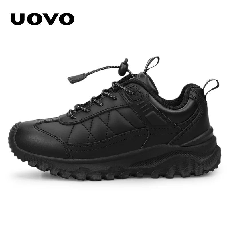 UOVO – chaussures d'école en cuir pour garçons, baskets noires pour enfants, chaussures uniformes fa