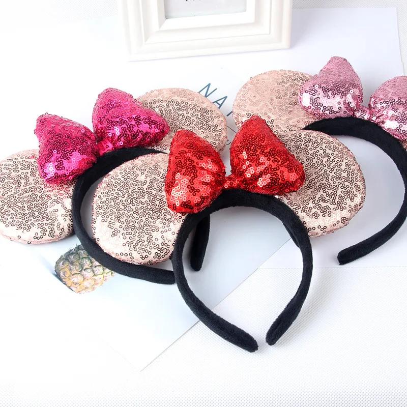 Minnie Mouse oreilles bandeau grande taille paillettes arc femmes fête fille bandeau Festival chaud