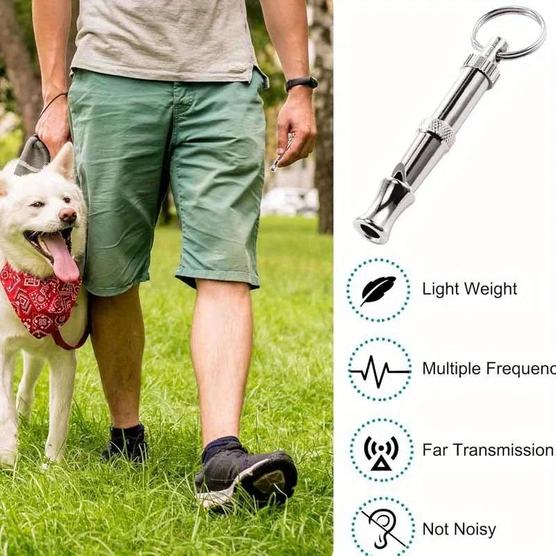 Sifflet pour arrêter d'aboyer pour chien, son réglable, porte-clés, rappel professionnel, animal de