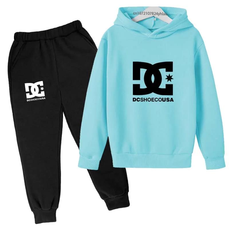 Enfants printemps automne décontracté Simple imprimé 2 pièces sweat à capuche + pantalon survêtement