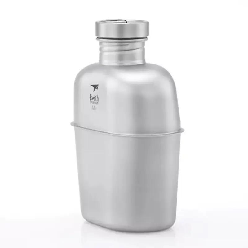 Pamono-Ensemble de bouteilles d'eau militaires en titane Ti3060, kit de cantine de randonnée, poudre