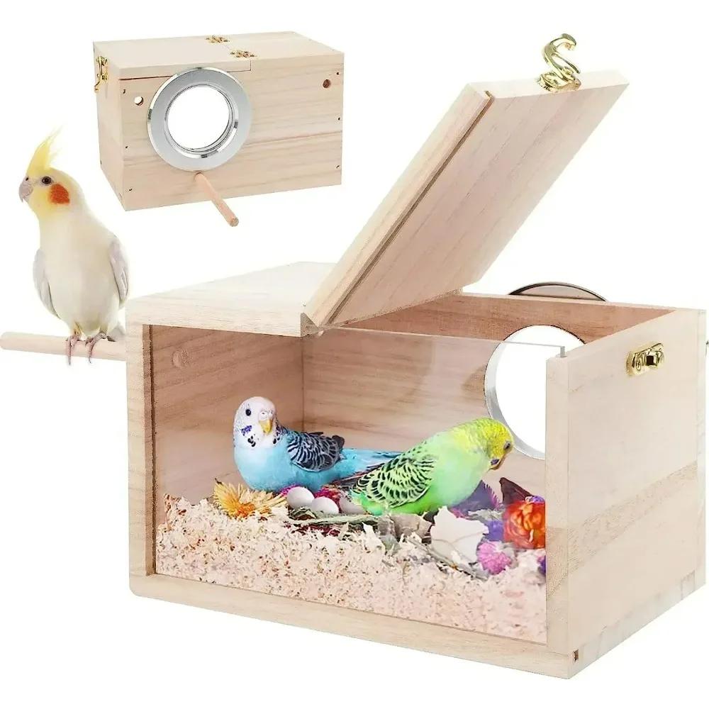 Nid de maison pour oiseaux, Design Transparent, pour perruches, calopsitte, facile à nettoyer, bords