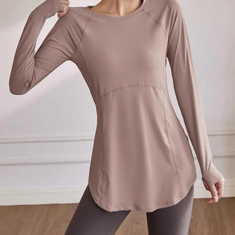 Nouvelle chemise de yoga ajustée à manches longues, vêtements de sport de course à pied d'exercice d
