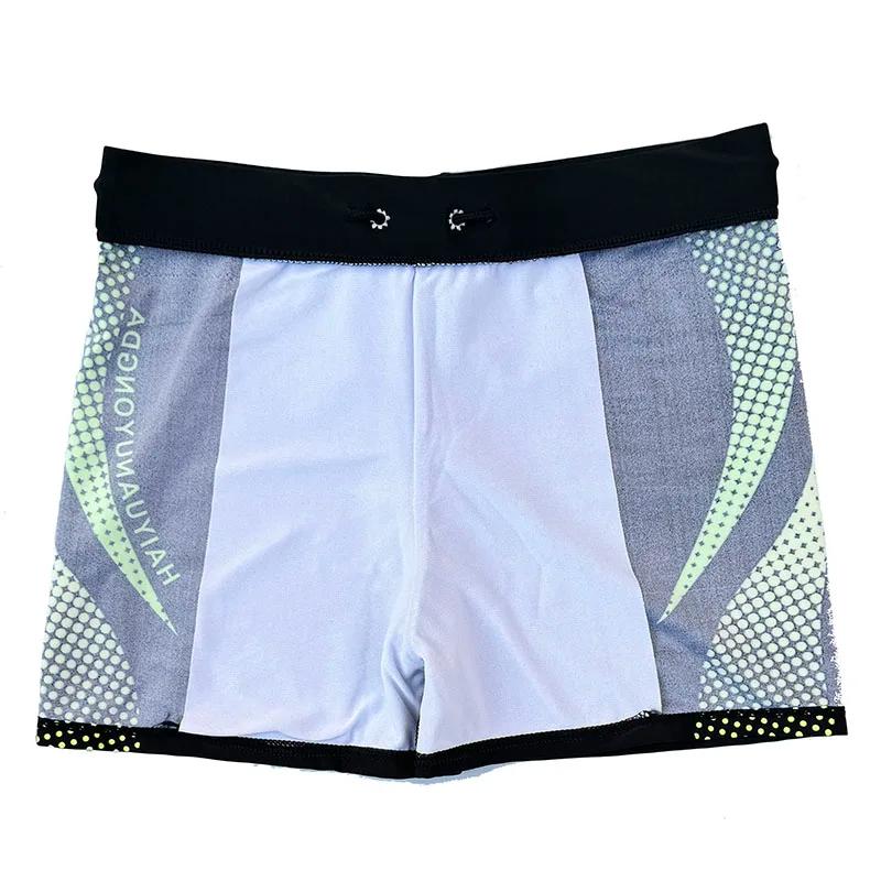 Maillot de bain imprimé graphique géométrique et lettre pour homme, short extensible, taille europée