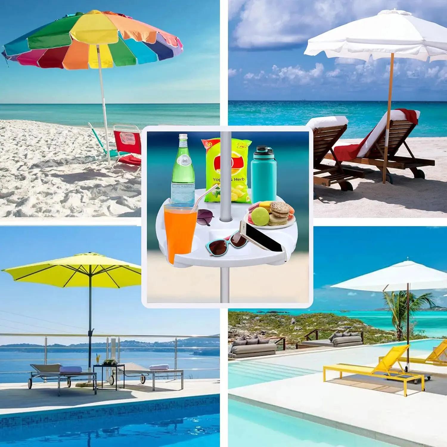 CYBeach Plateau parapluie parapluie, avec 4 porte-gobelets et 4 grilles de collation, adapté aux pla