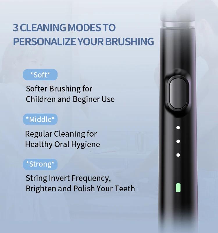 Brosse à dents électrique Ultra fine, sonique intelligente, 3 Modes de fonctionnement, Interface de