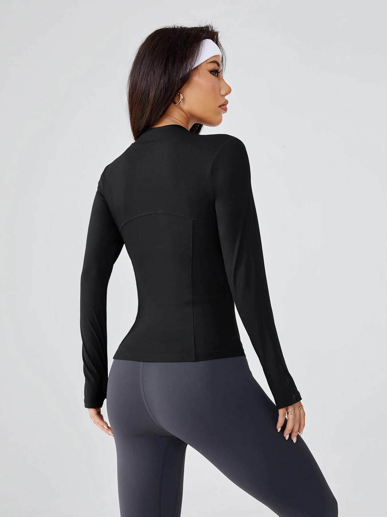Nouvelle veste de yoga ajustée pour femme – Cardigan athlétique extensible à fermeture éclair complè
