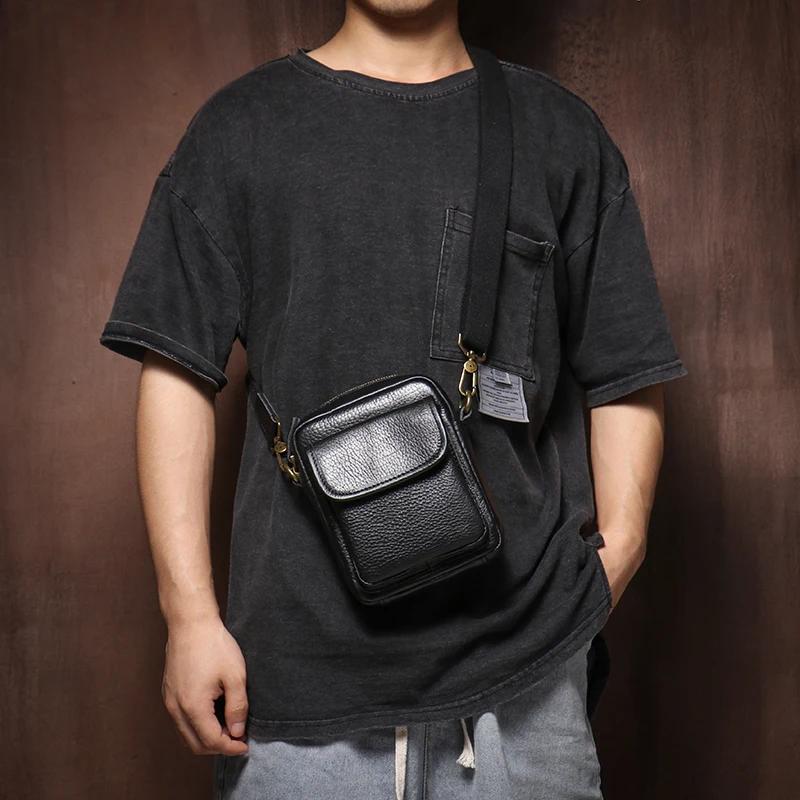 GURO-Sac à bandoulière en cuir véritable pour homme, cuir de vachette couche supérieure, sac pour té
