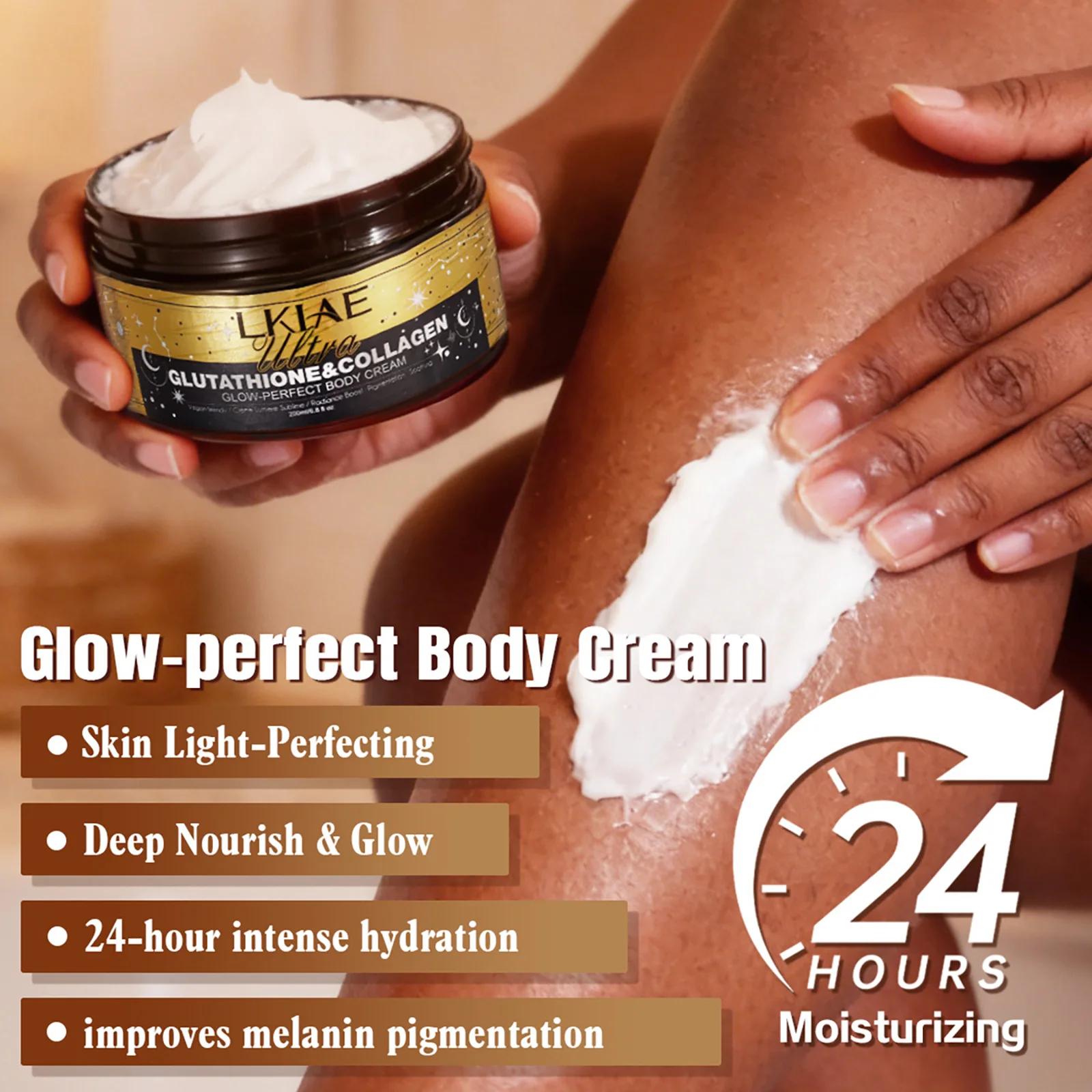 Crème corporelle ultra éclaircissante LKIAE, illuminatrice, hydratation intense, peau lisse, pour to