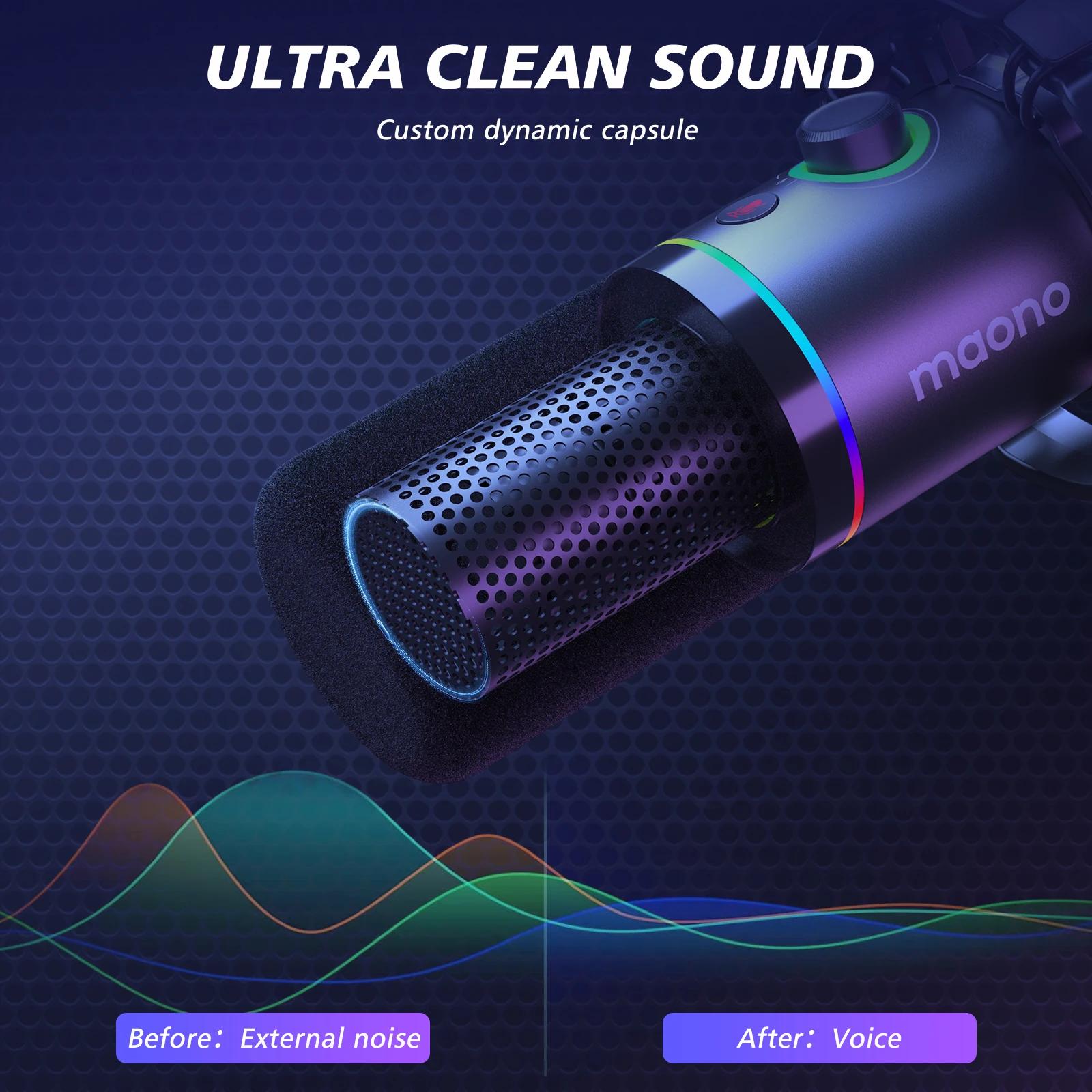 Microphone dynamique Maono PD200XS XLR/USB double mode, micro pour podcast avec logiciel Maonolink e