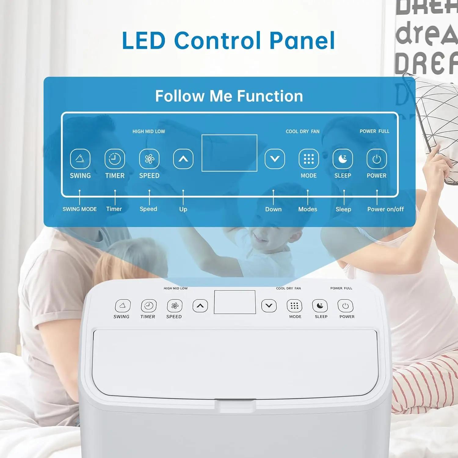Climatiseur portable 14,000 BaryPortable avec télécommande, blanc pour les pièces jusqu'à 430 Sq. Fé