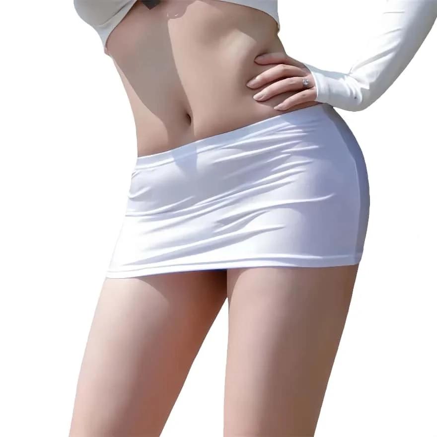 Mini-jupe moulante noire transparente ultra-fine en soie, style bodycon, pour femme, lingerie mode p