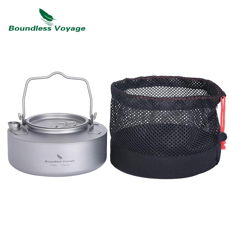 Bouilloire de Camping en titane Voyage sans limites, théière Portable avec poignée pliante, ustensil