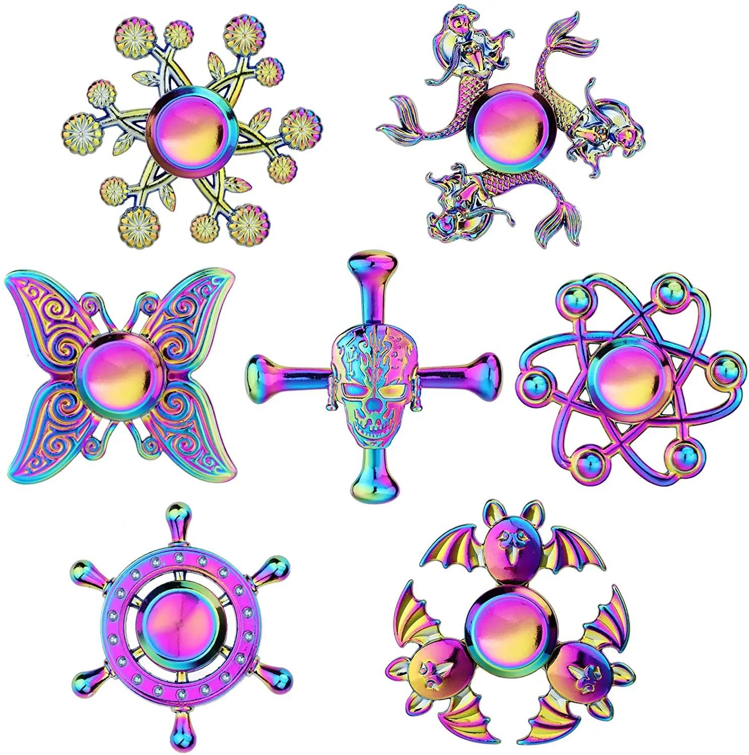 Jouets Fidget Spinner en métal arc-en-ciel, roulement en acier inoxydable, soulagement du Stress à g