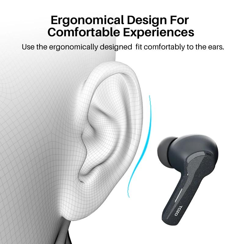 TOZO NC2 Écouteurs Bluetooth avec annulation active du bruit hybride, Écouteurs sans fil avec son im
