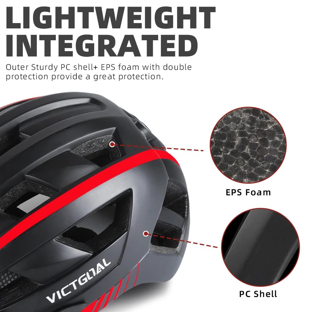 VICTGOAL Casque de vélo pour hommes Lunettes de protection solaire Casque de cyclisme LED USB Lumièr