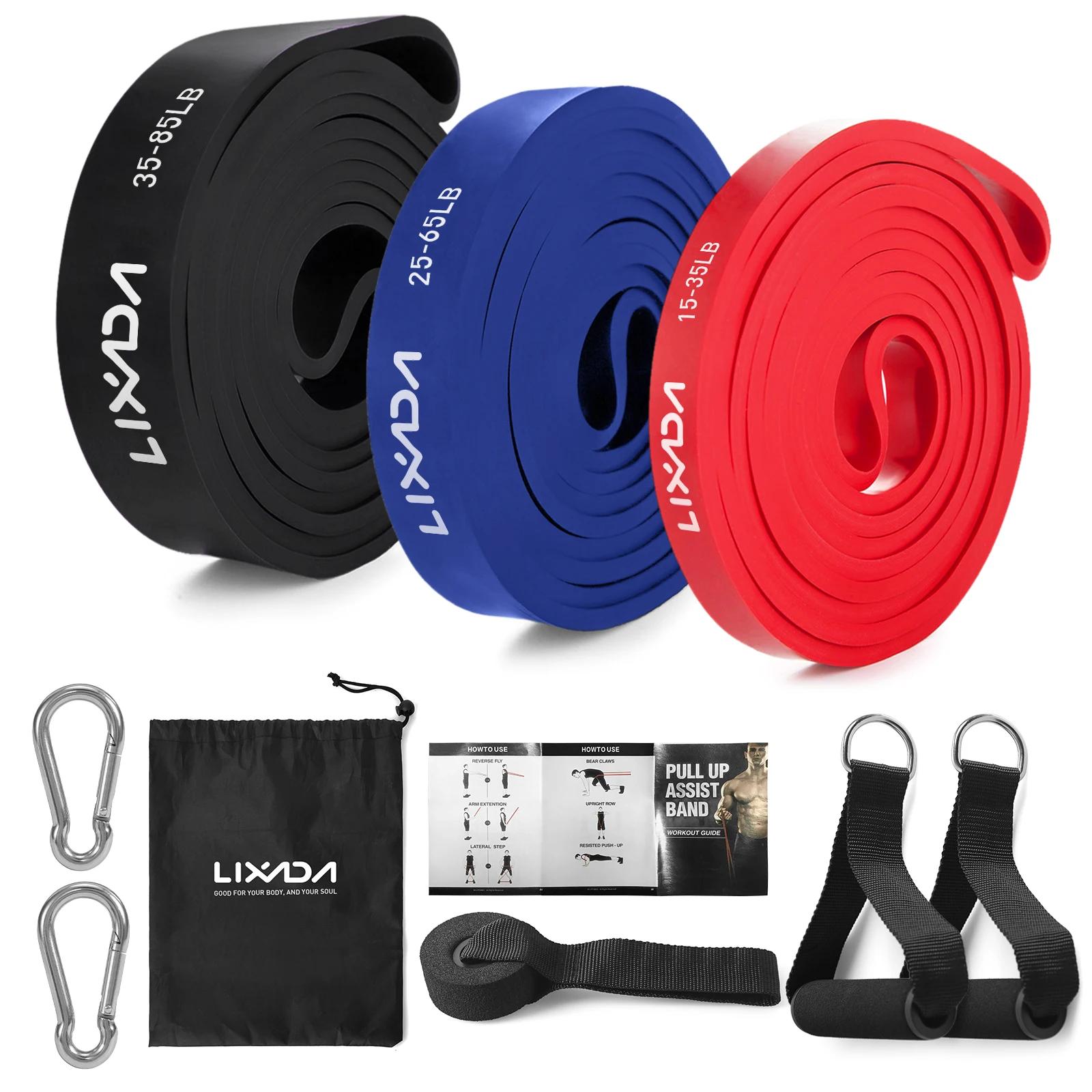 VEXADA-Lot de 5 bandes élastiques à nervures, avec sac de transport, pour exercices de dynamophilie
