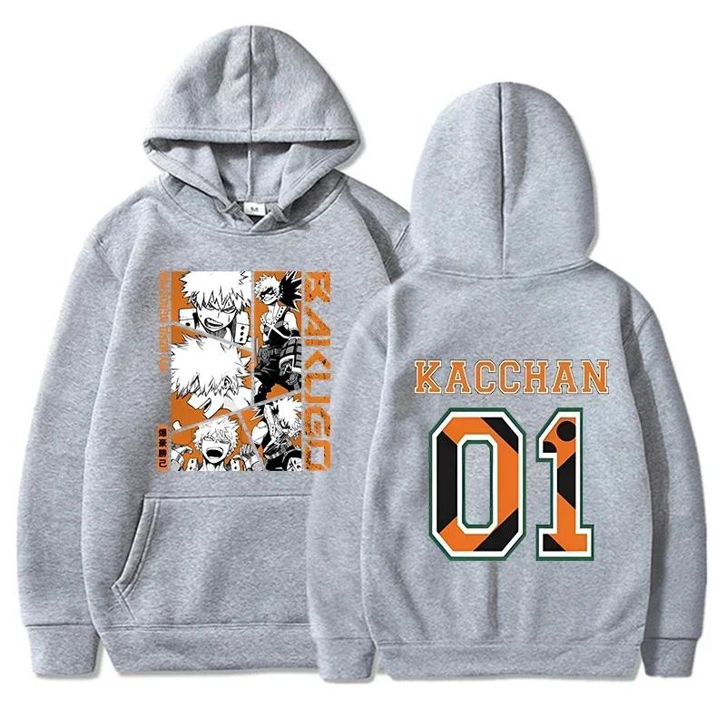 Sweats à capuche imprimés Anime Bakugou Katsuki pour hommes et femmes, pulls à la mode pour l'automn