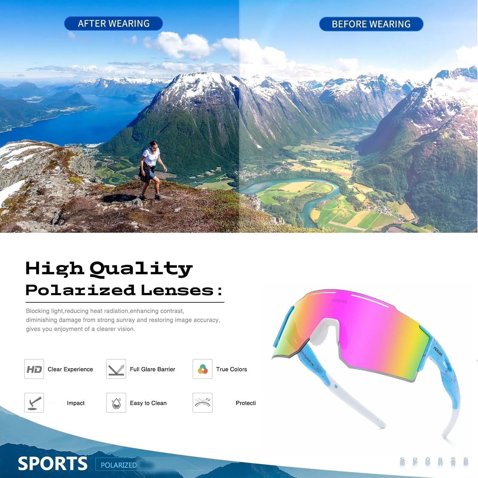 Lunettes de soleil polarisées pour hommes et femmes, lunettes de soleil de baseball et de softball p
