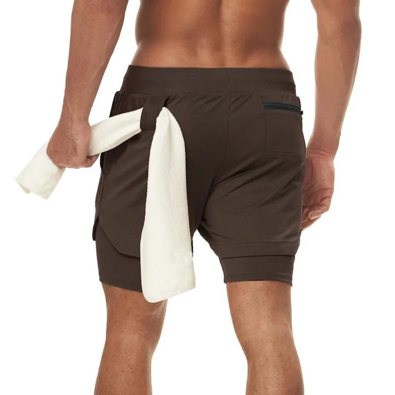 Short de jogging surdimensionné 2 en 1 pour hommes, pantalon court pour gymnases, Fitness, poche int
