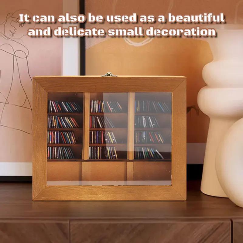Bibliothèque Anti-anxiété, 200 livres, ornement Miniature en bois, soulagement du Stress, secouez vo