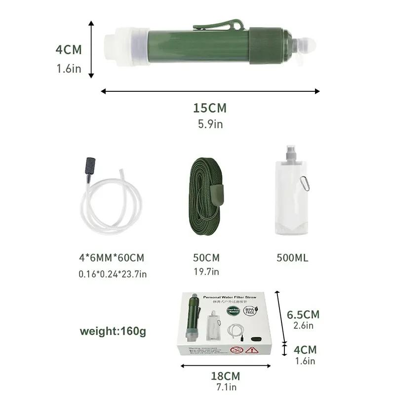 TUP ensemble de paille en plein air mini filtre purificateur d'eau de purification de survivre ou de