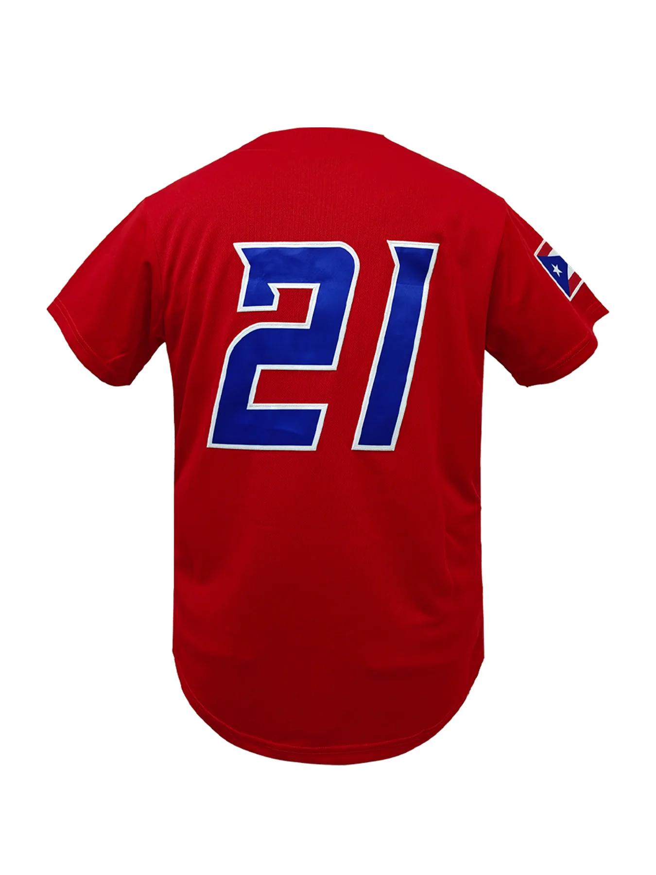 Porto Rico # Maillot de baseball classique pour homme Roberto World Game 21, cousu