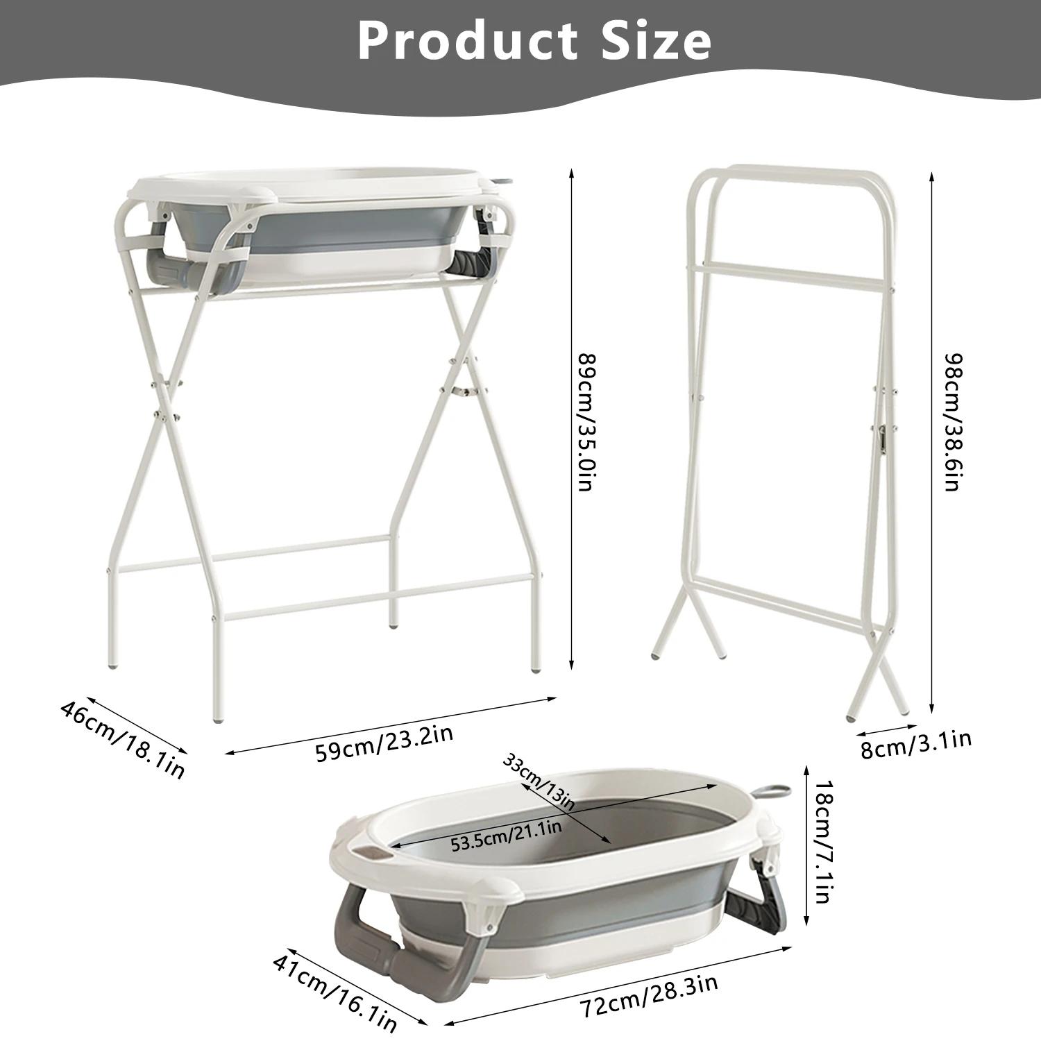 Baignoire pour bébé 3 en 1 avec support, baignoire pliable pour nouveau-né à tout-petit avec thermom