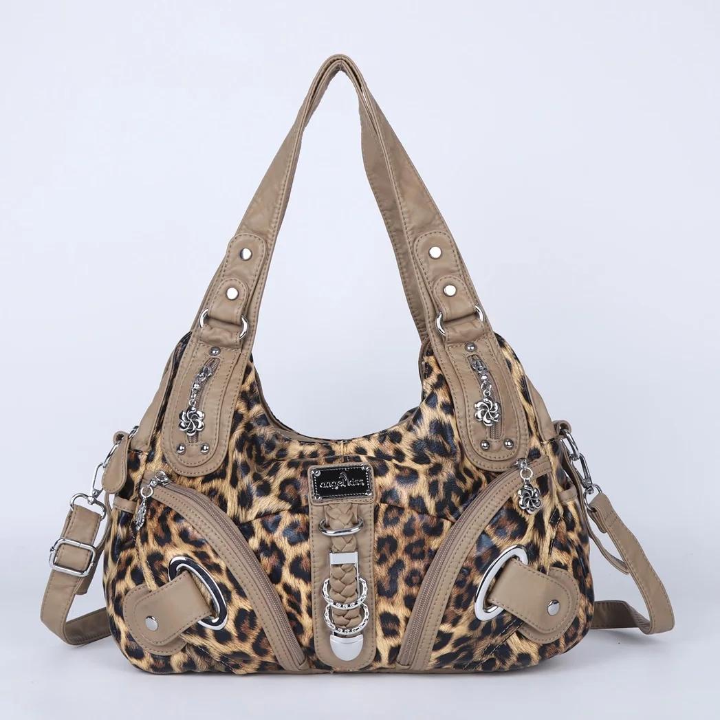 Sac à main polyvalent pour femme, sac à bandoulière léopard, sac à poignée supérieure, sacoche tenda