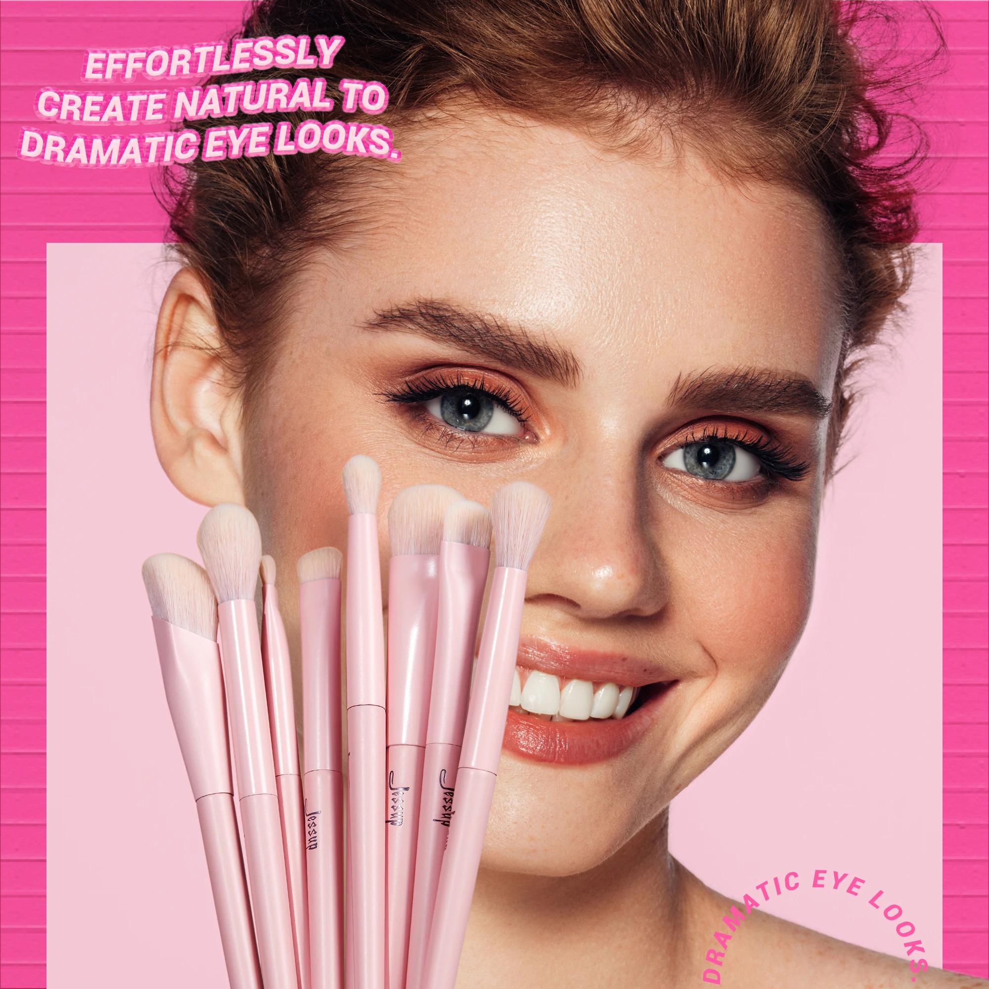 Jessup-Ensemble de pinceaux de maquillage roses, 14 pièces, premium, vegan, fond de teint, blush, fa