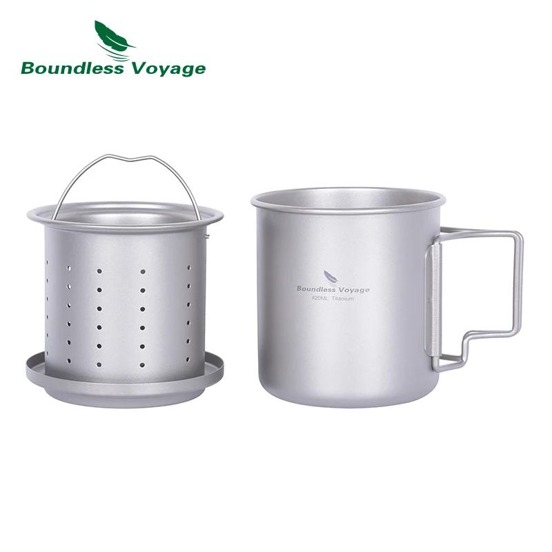 Tasse en titane de Voyage sans limites de 420 ml avec passoire et couvercle tasse à thé monocouche d