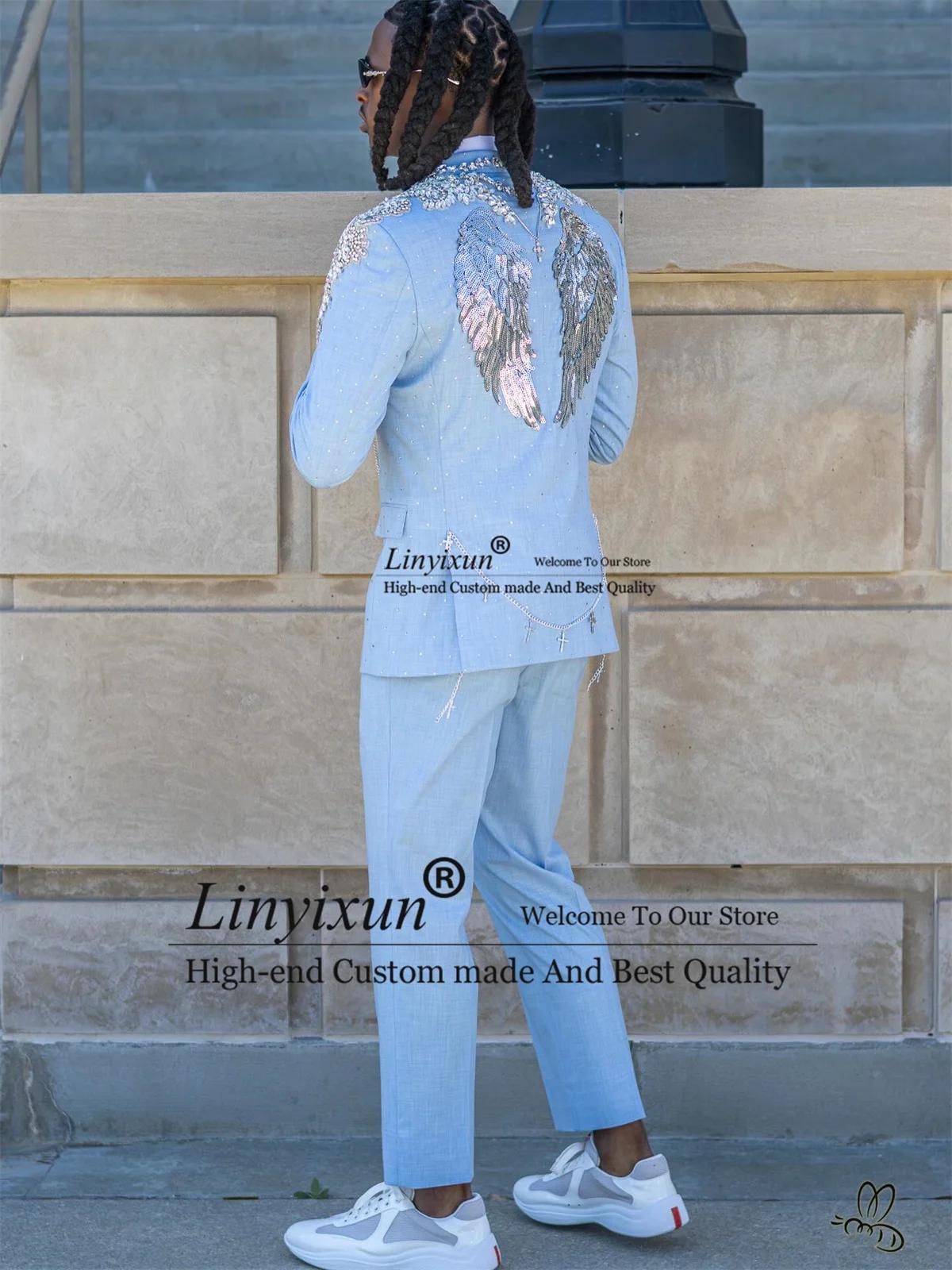Costumes pour hommes de luxe ornés de métal, ensembles 2 pièces, blazer de soirée, costume personnal