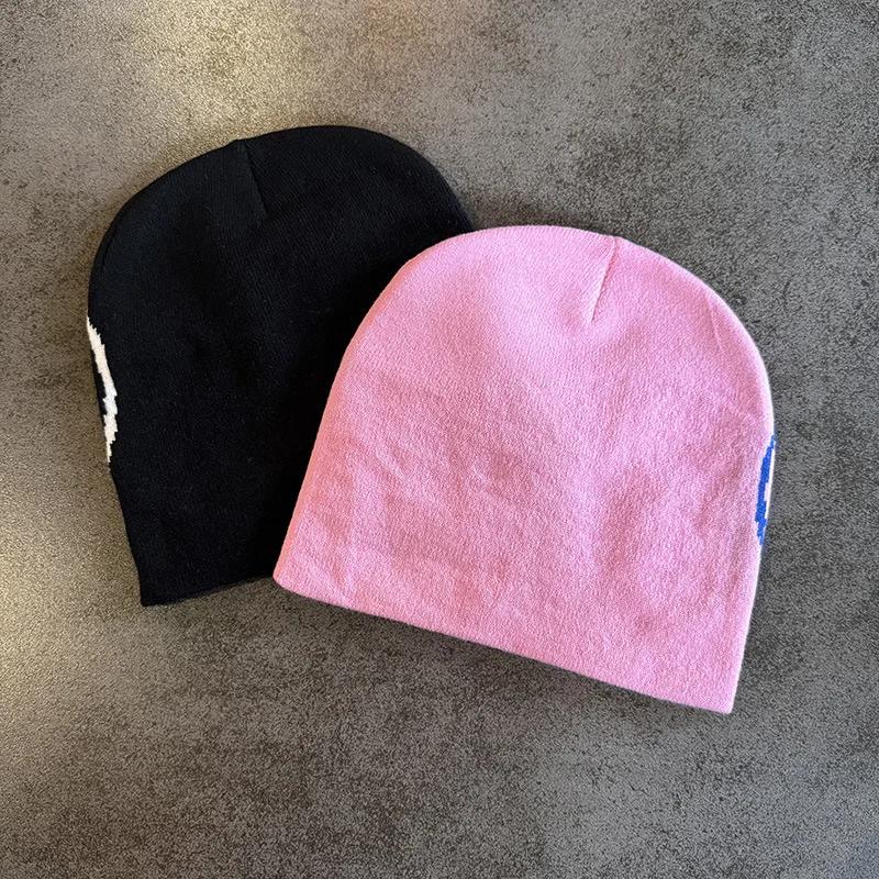 Bonnet tricoté à motif de visage, 1 pièce, casquette de crâne décontractée, chapeau de sport chaud p