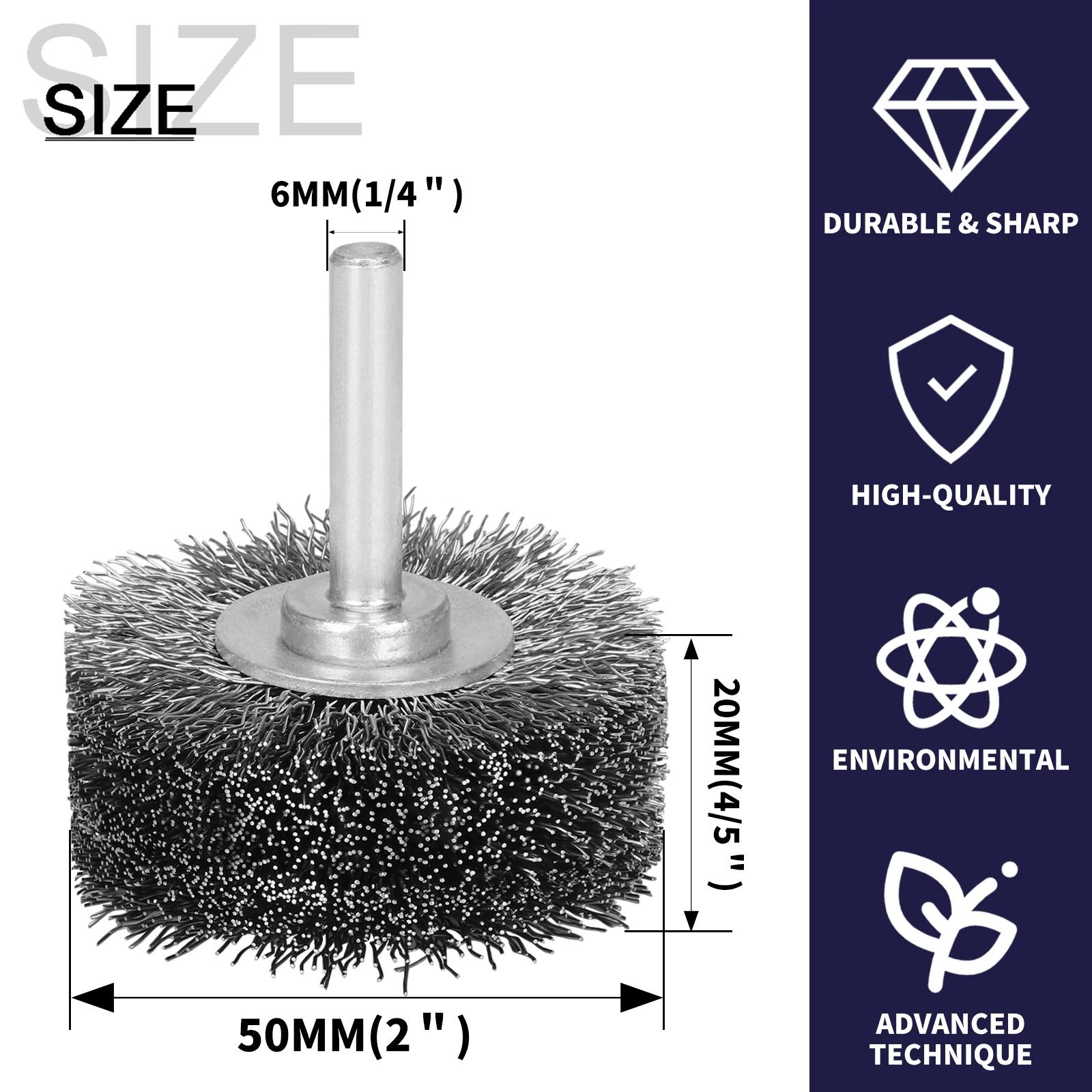 Brosse à roue en fil d'acier de 50mm, tige de 1/4 ", outil rotatif Dremel pour Mini perceuse Dremel,