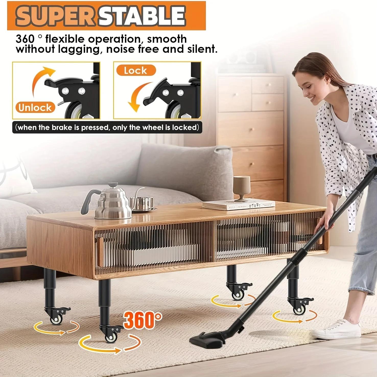 Pieds de meubles extensibles en métal, 4 pièces, avec roulettes, pieds de Table, avec remplacement r