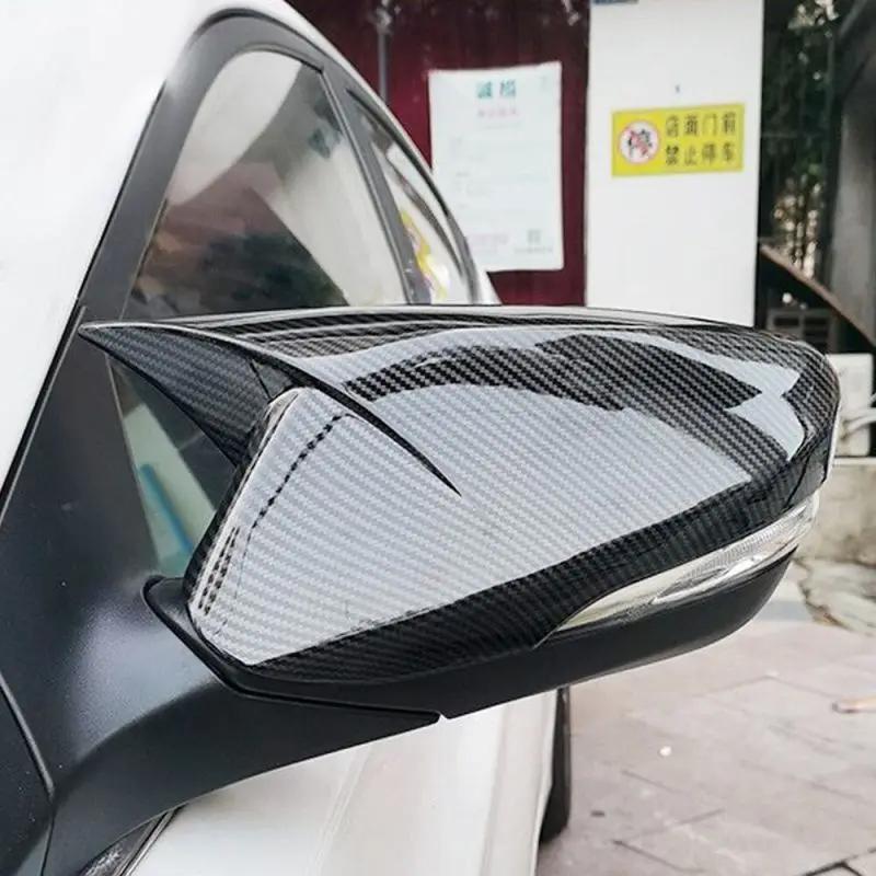 Couvercle de rétroviseur de voiture en fibre de carbone, coque latérale en corne de bœuf, capuchons
