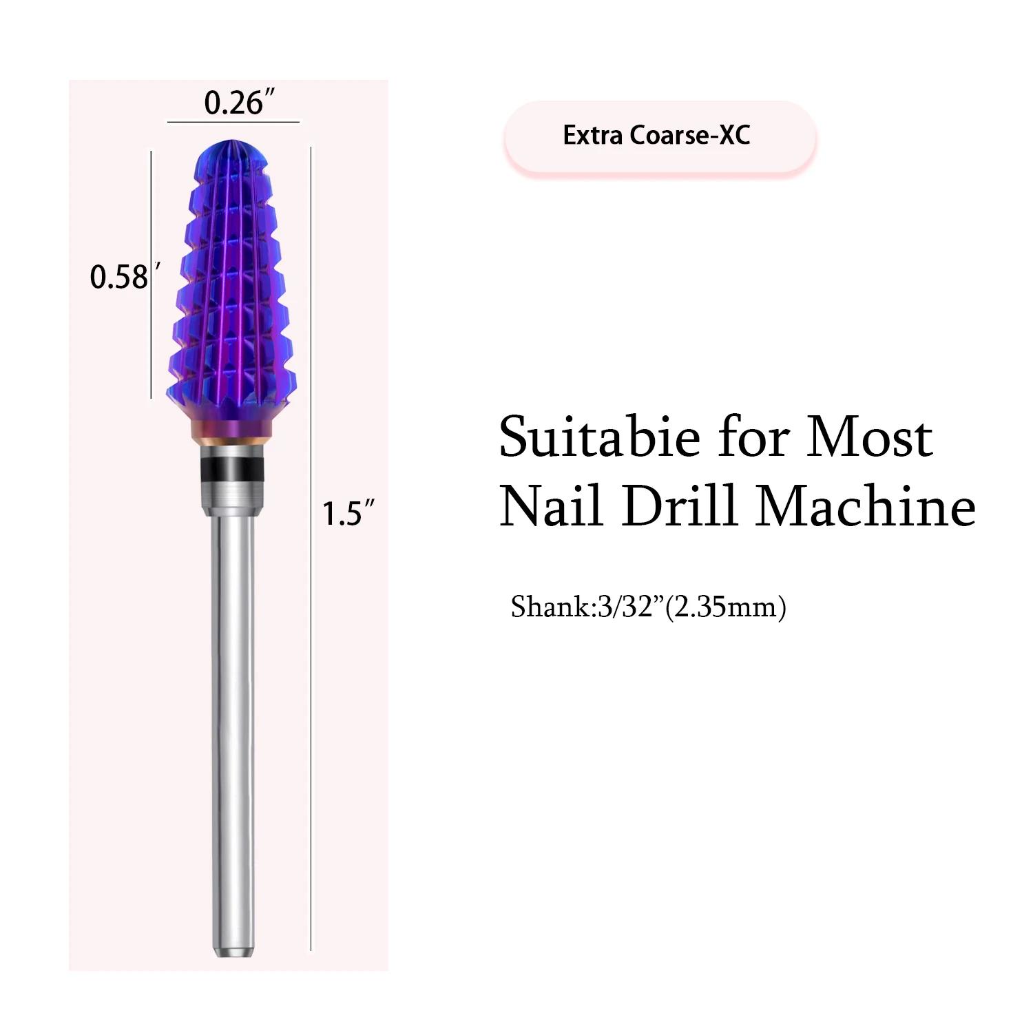 Forets à ongles en carbure violet Tornado 3/32, fraises pour manucure, enlever le Gel, accessoires d