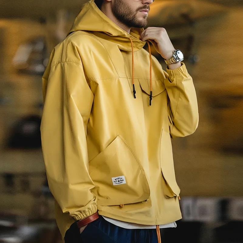 Maden décontracté en plein air multi-poches à capuche hommes vestes printemps automne coupe-vent amp