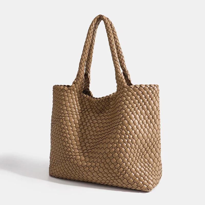 Sac à main rayé pour femmes, fourre-tout tissé élégant et décontracté, sac à bandoulière de luxe en
